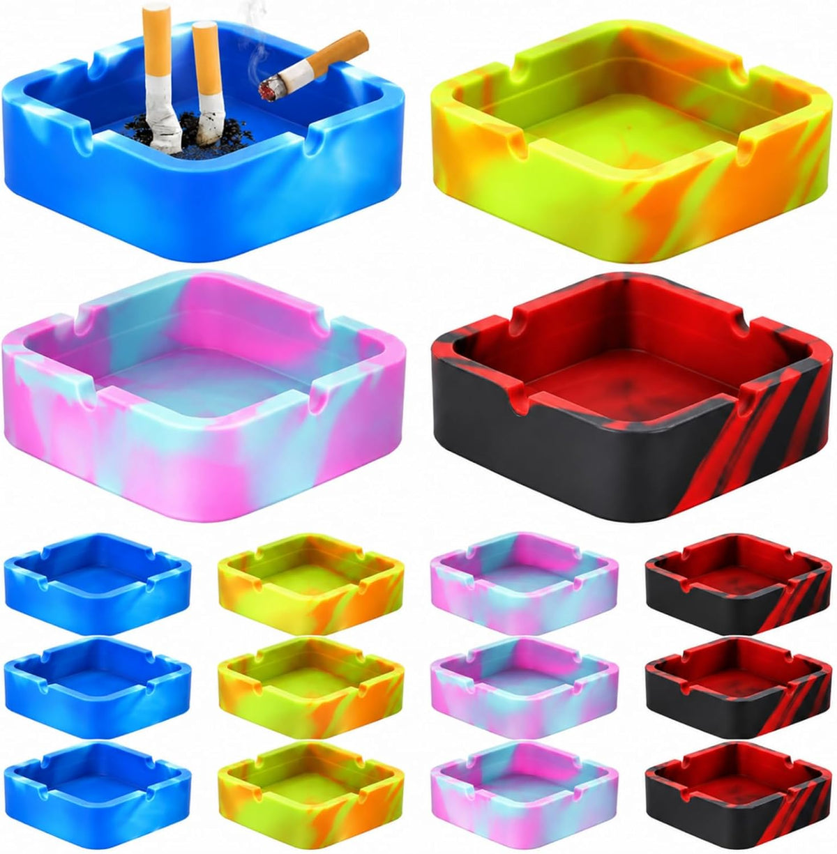 Threlaco Cenicero de silicona para cenizas, 12 unidades, colorido,...