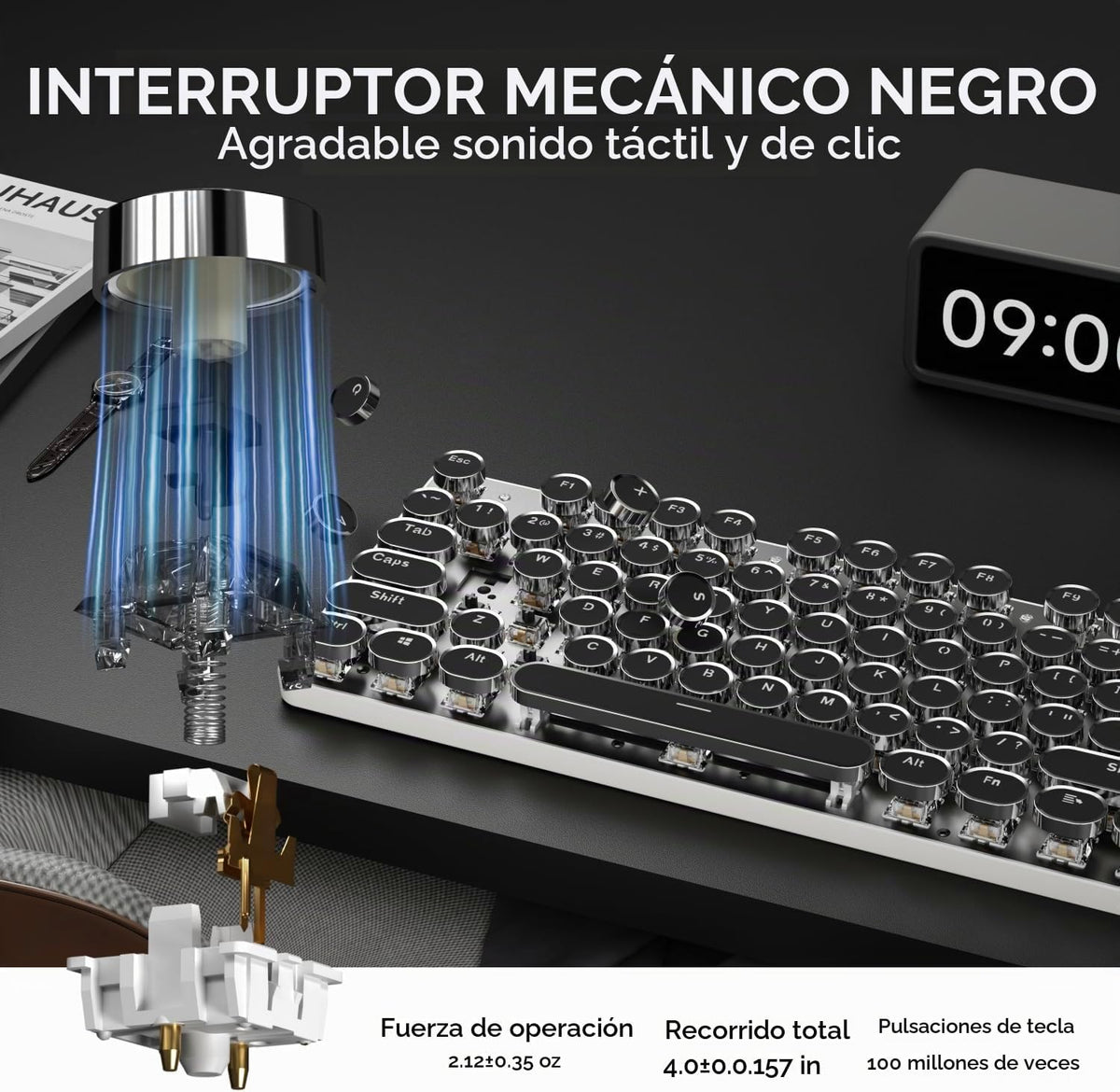 EWEADN TK950 - Teclado mecánico y ratón de máquina de escribir con...