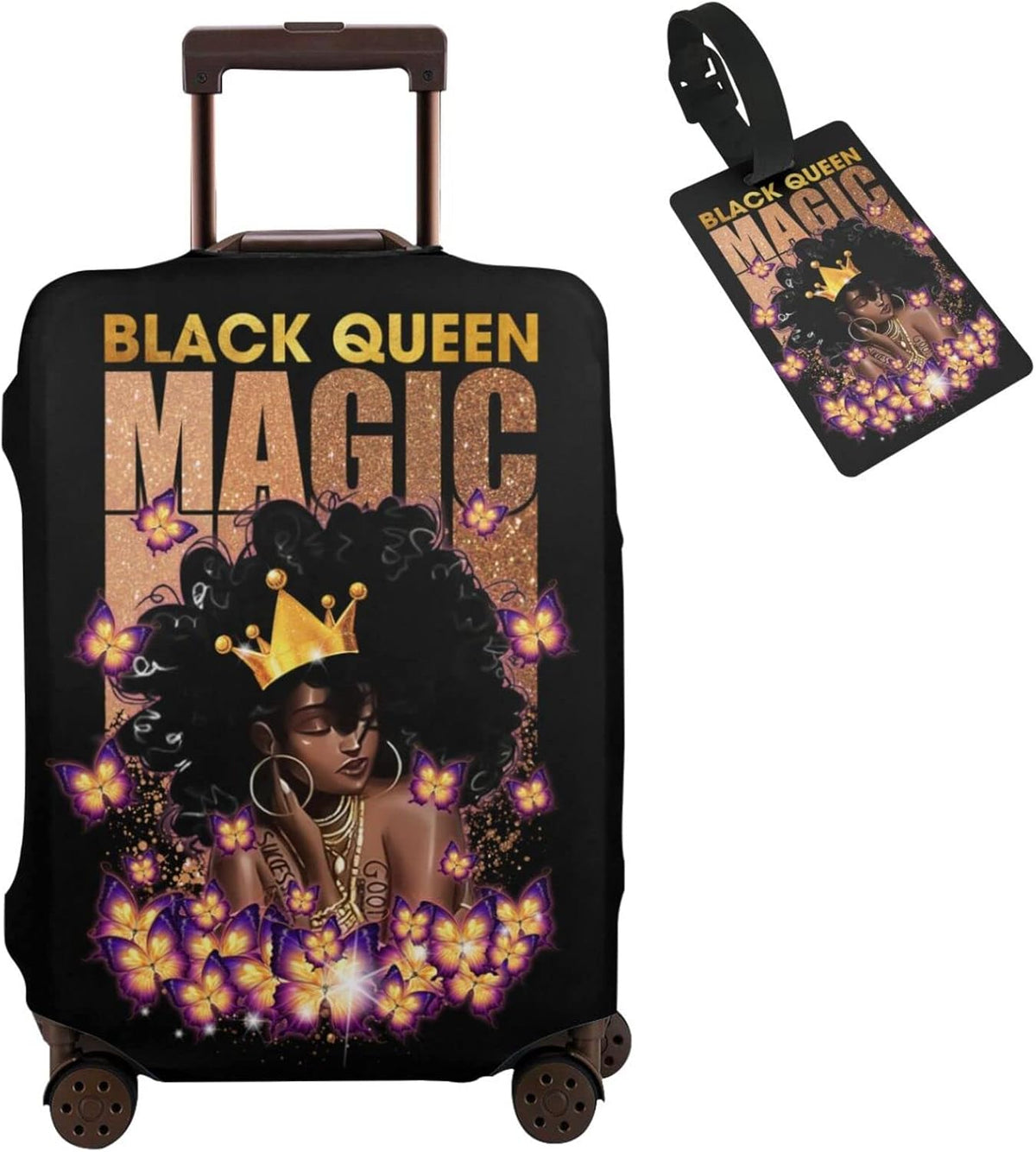 Hepmant Protector de maleta de viaje para mujer afroamericana, elás...