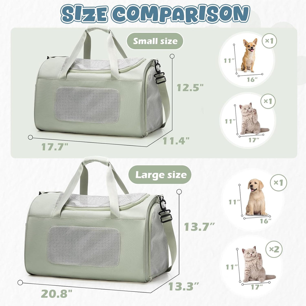 WEPLAN Estuche de transporte extragrande para gatos y perros, bolsa...