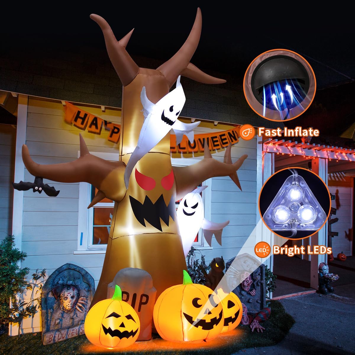 GOOSH Árbol inflable de Halloween de 12 pies para decoración al air...