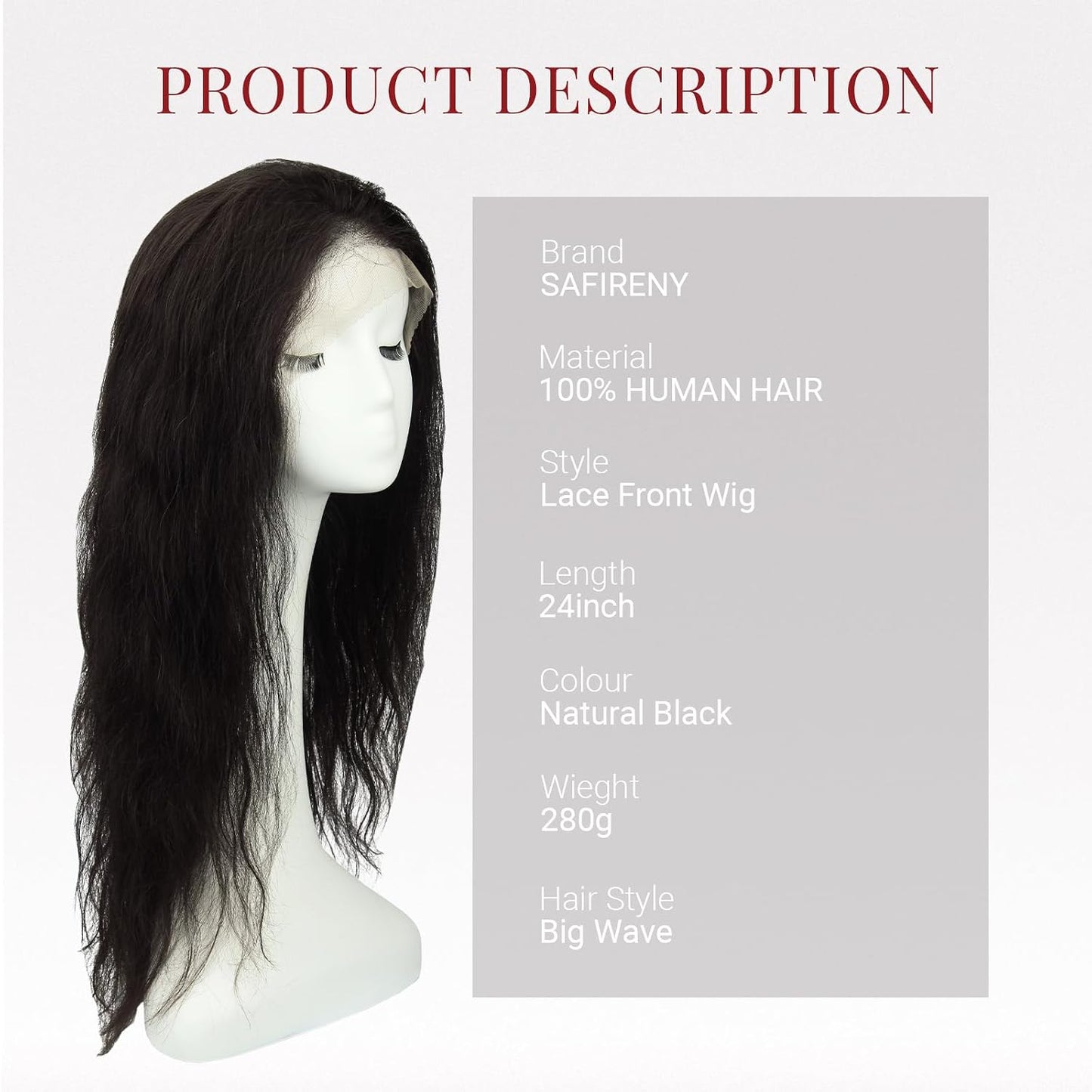 SAFIRENY Pelucas de cabello humano de 13 x 4 pulgadas, 24 pulgadas,...