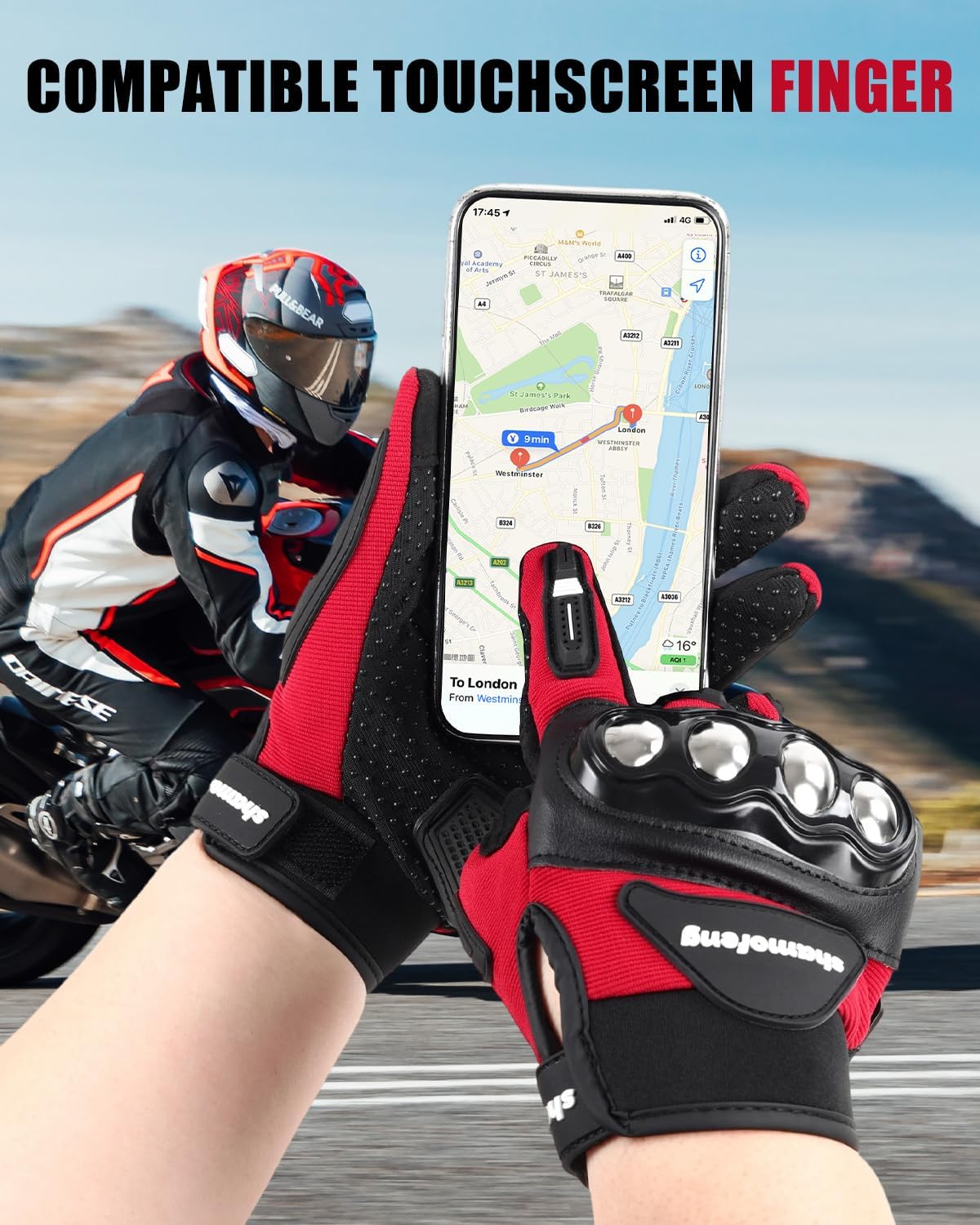 shamofeng Guantes de motocicleta con nudillos de acero aleado, para...