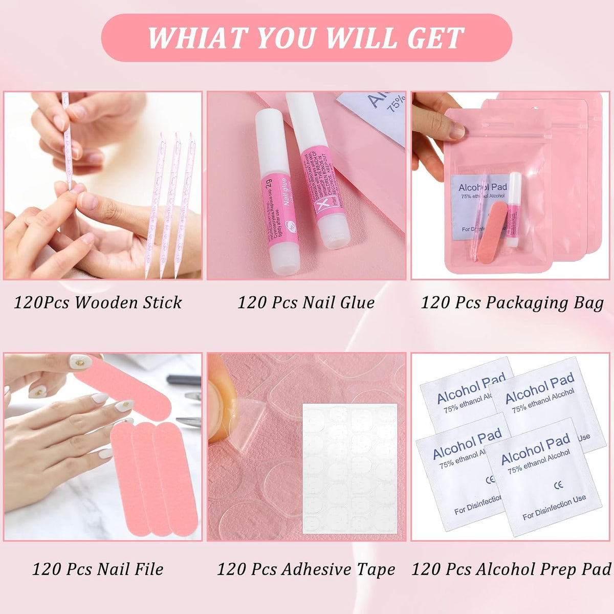 Kit de 120 herramientas de uñas a presión para empresas, kit desech...