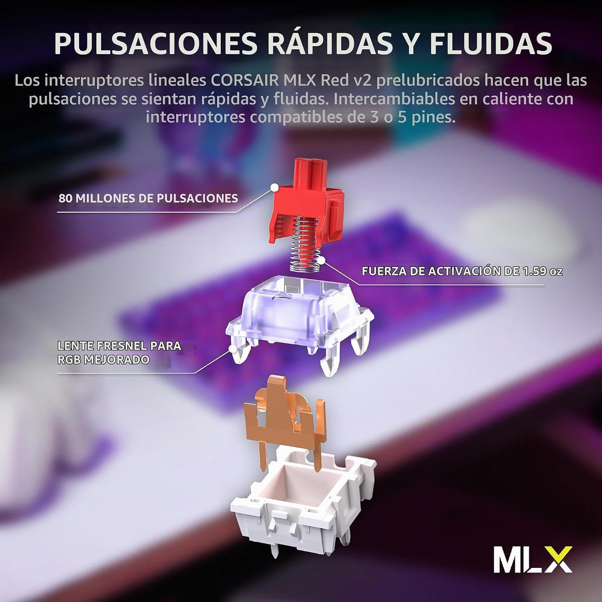 Corsair Teclado mecánico inalámbrico para juegos K65 Plus 75% RGB i...