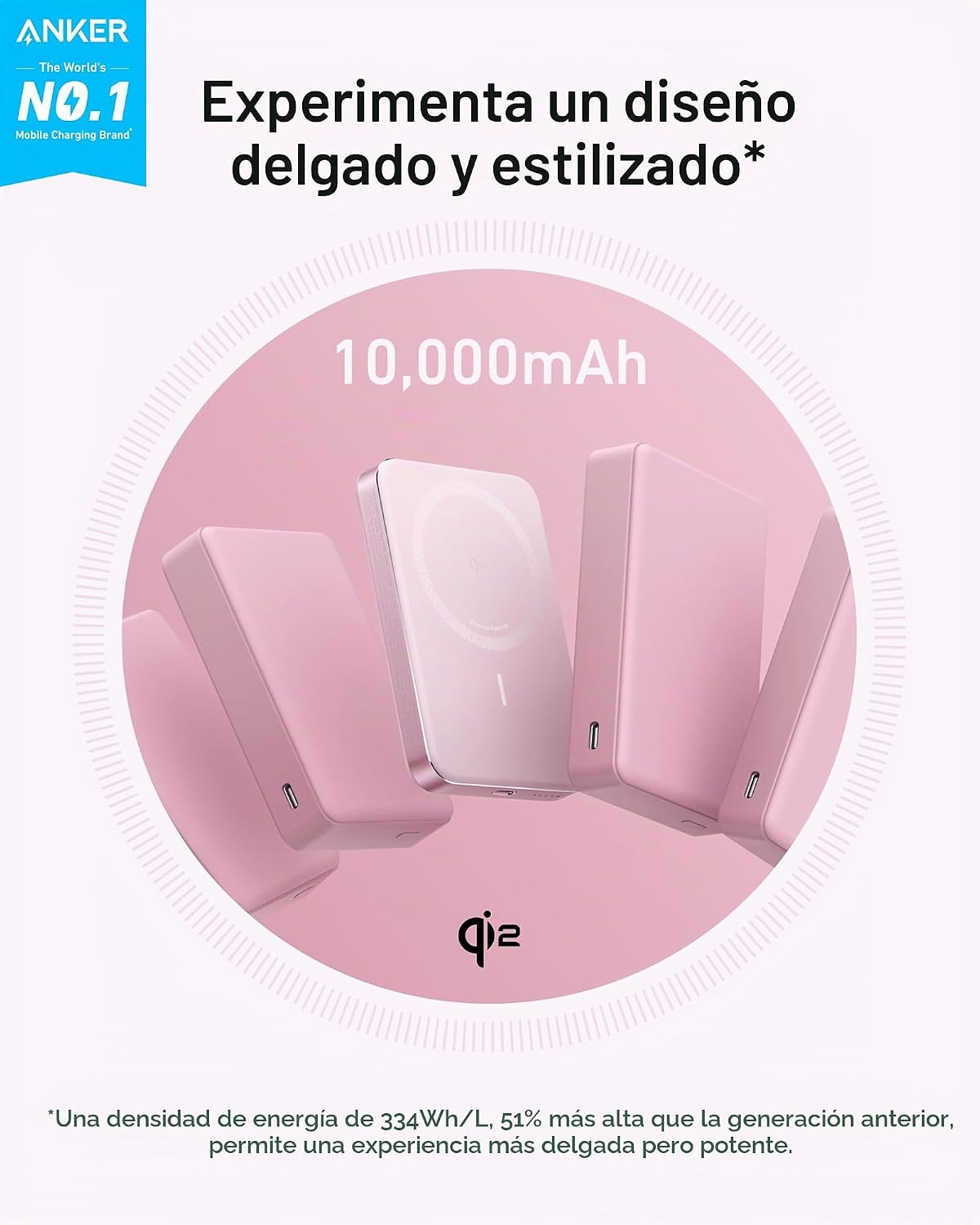 Anker MagGo Power Bank, batería magnética ultradelgada de 10,000 mA...