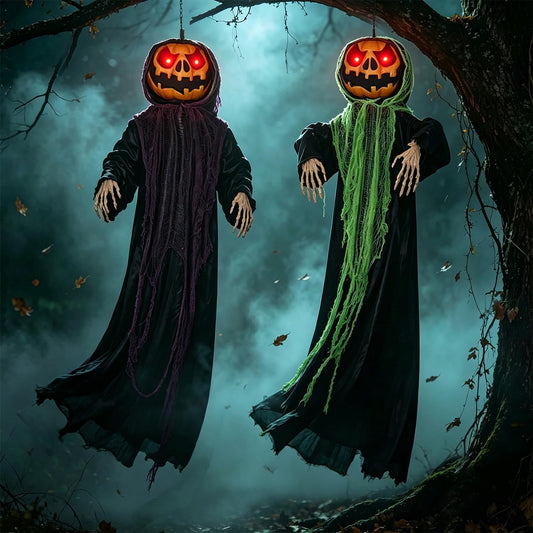 yosager Paquete de 2 decoraciones de Halloween, hombres de calabaza...
