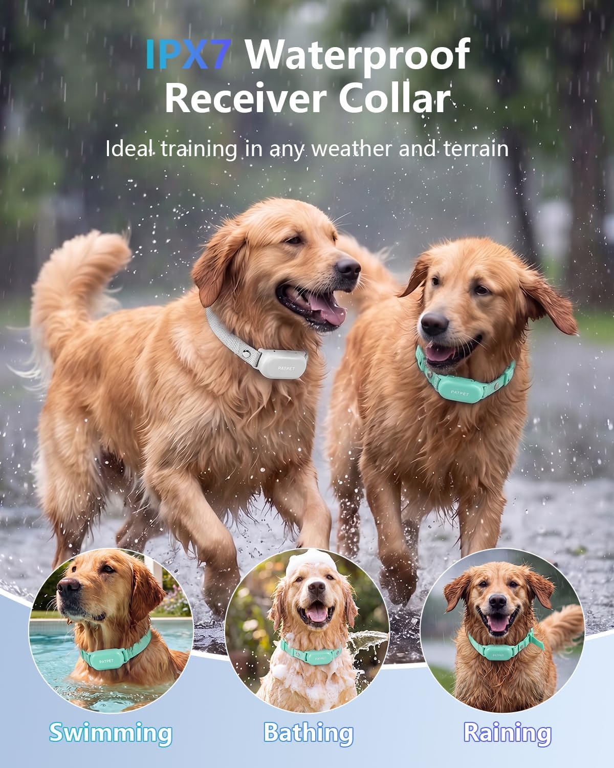 PATPET Collar de choque para perros (10 a 120 libras), collar de en...