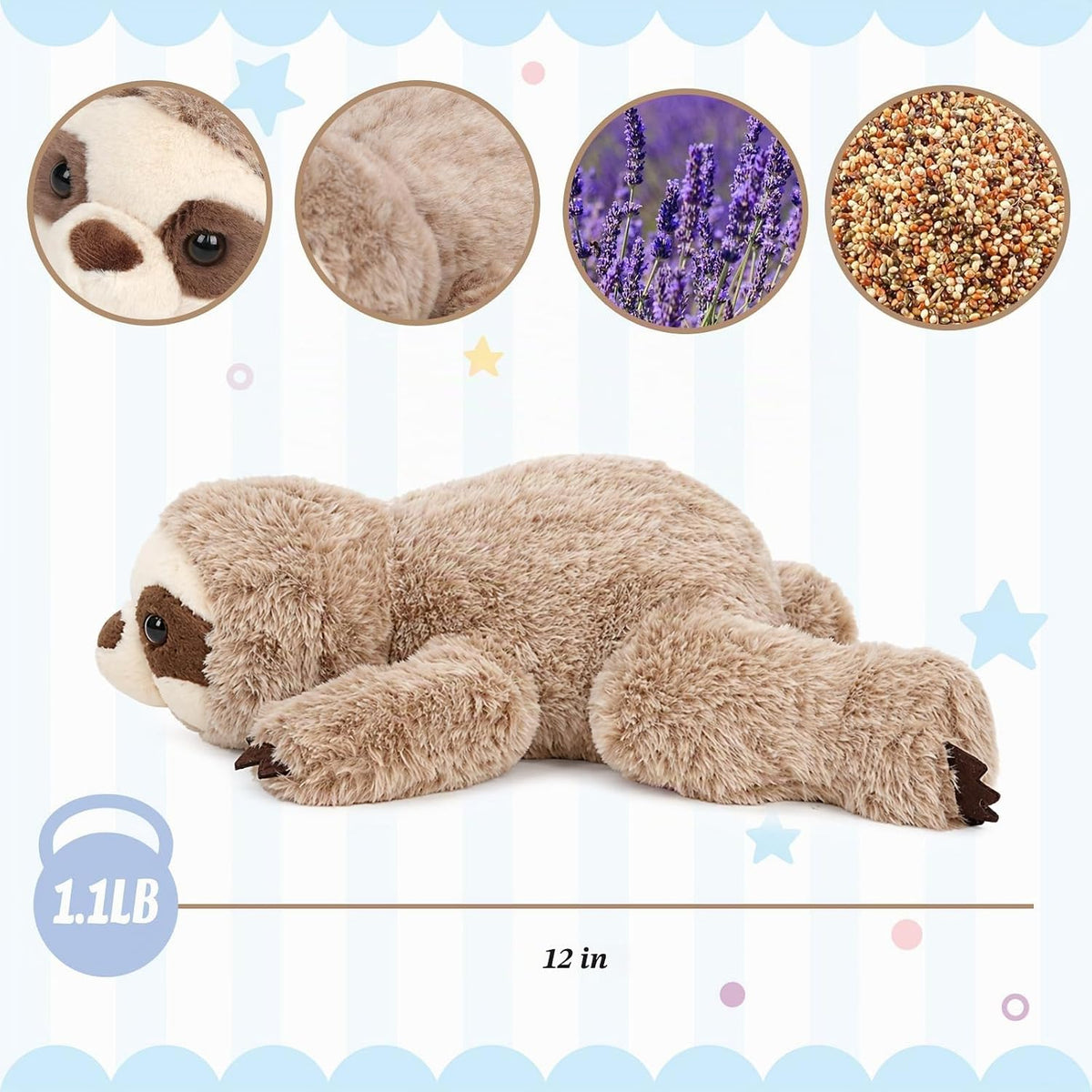 Easfan Juguete de peluche de perezoso para microondas de 12 pulgada...