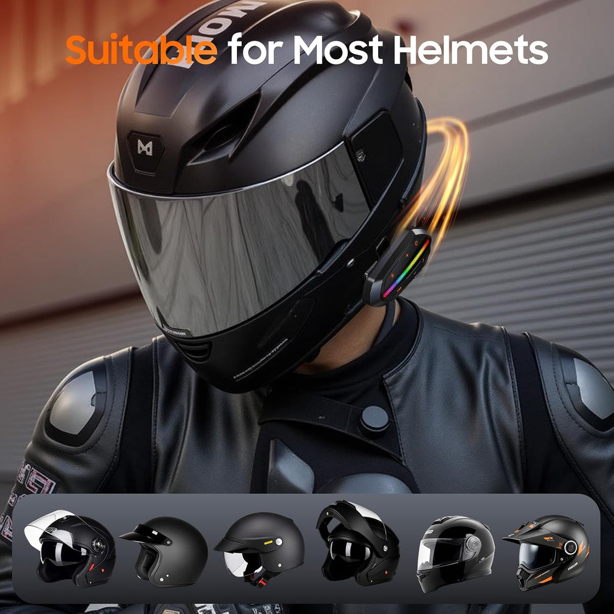Wisdagaly Auriculares Bluetooth para motocicleta V5.3, altavoces de...