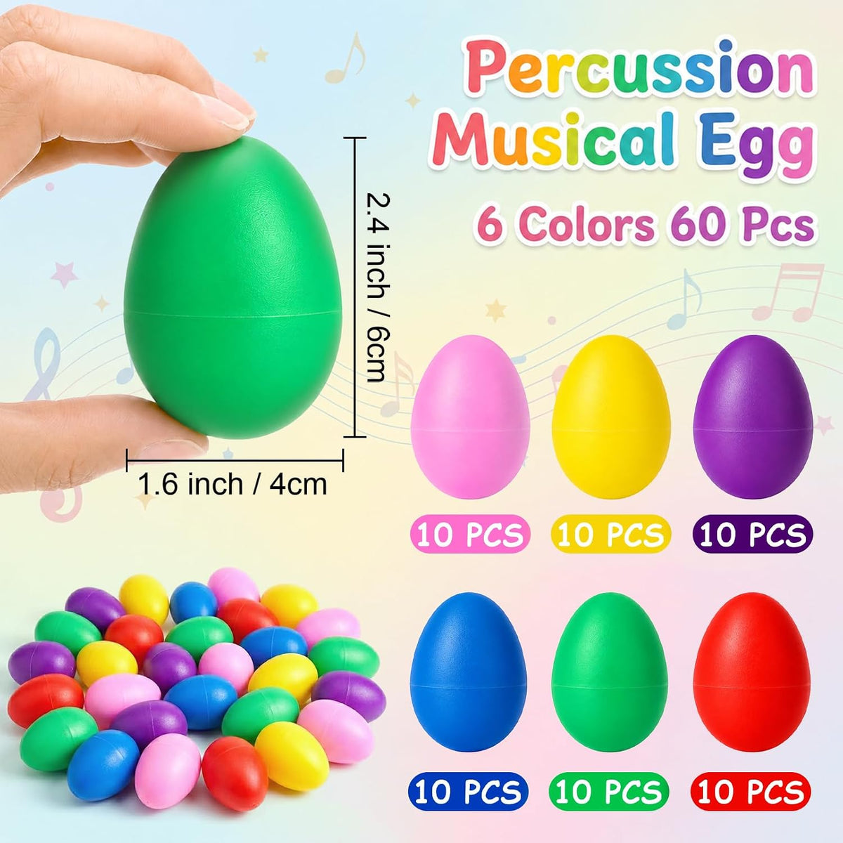 Foraineam 60 piezas de plástico para huevos - coloridos huevos de P...