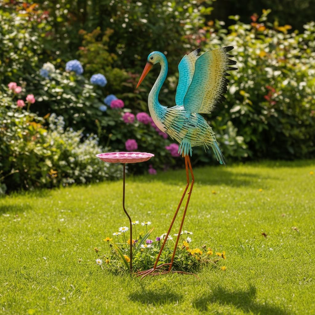 Estatua grande de jardín de garza de 39 pulgadas, estatuas al aire...