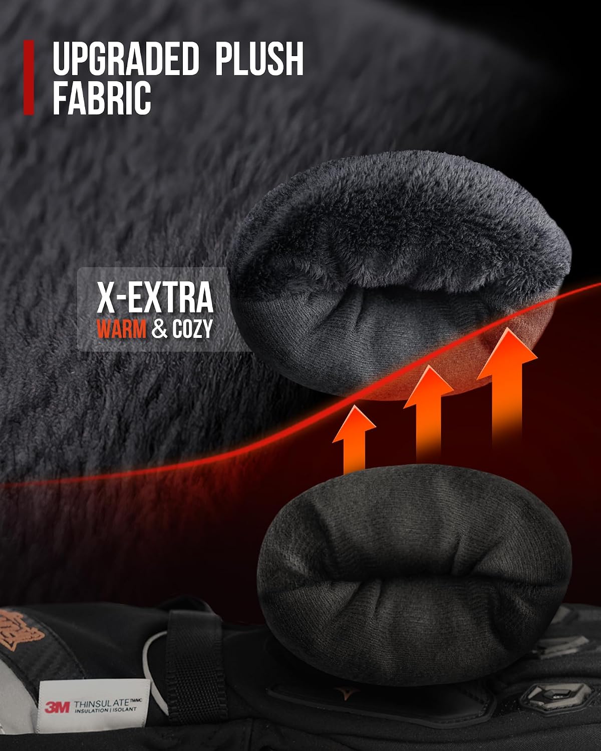 Guantes de moto de invierno cálido apto para pantalla táctil, imper...
