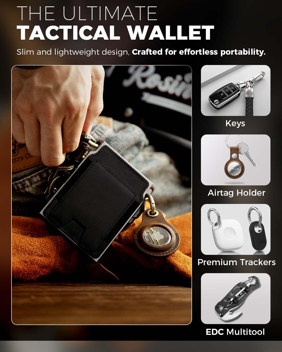 LORZOR - Cartera delgada para hombre, cartera táctica minimalista d...