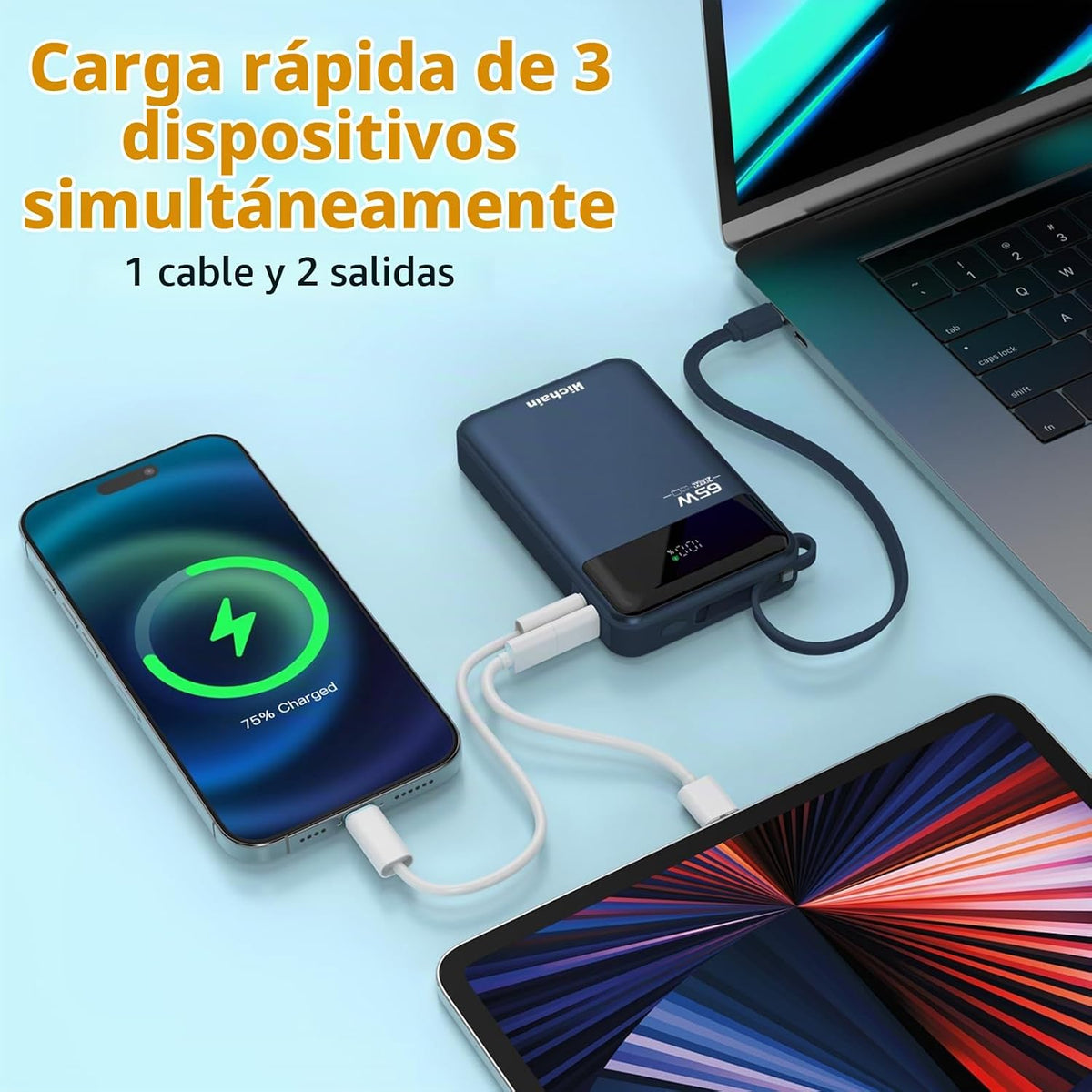 Hichain Laptop Power Bank 65W Cargador Portátil 20000mAh Azul | Car...