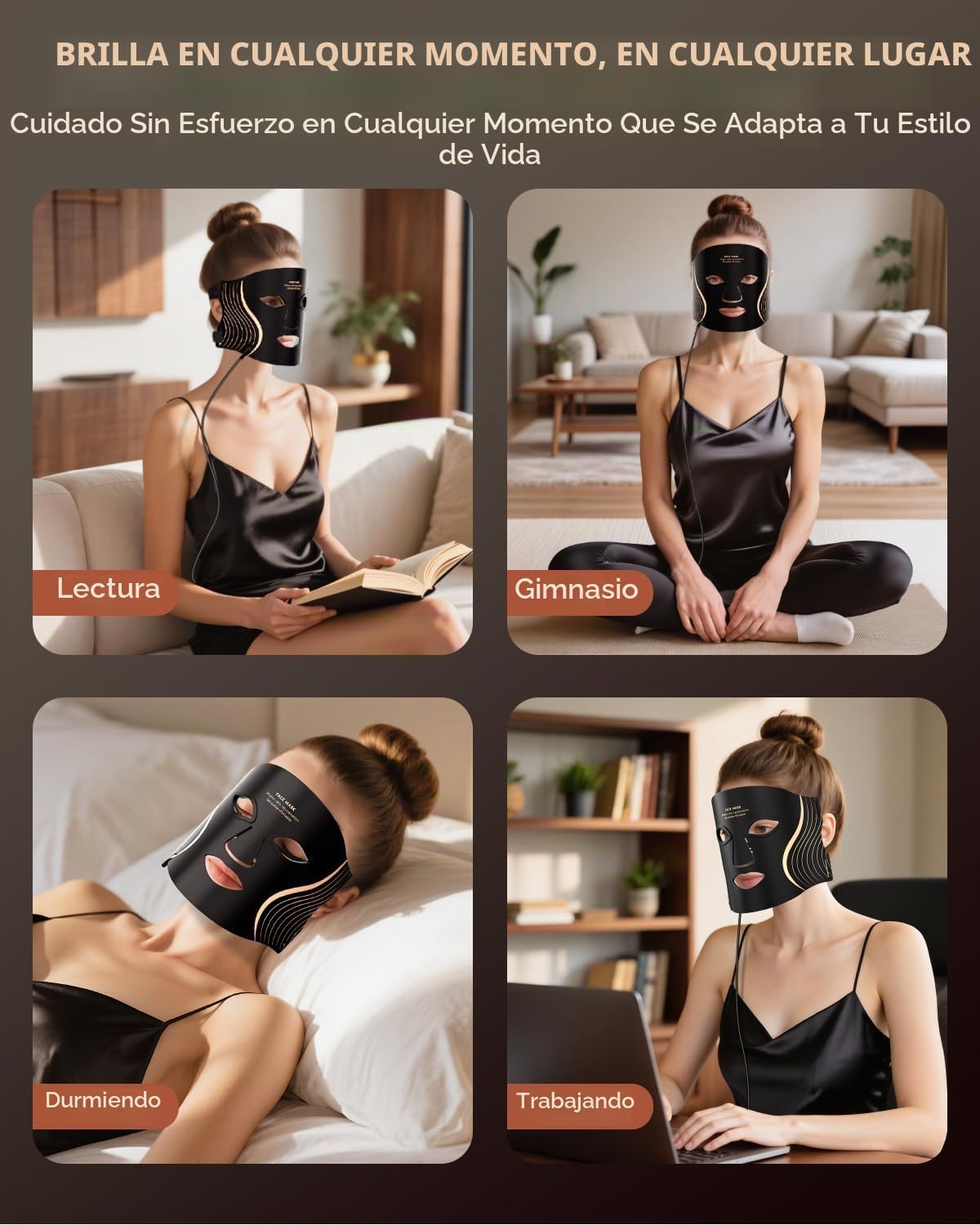 Máscara de terapia de luz roja para cara, 7 colores, máscara facial...