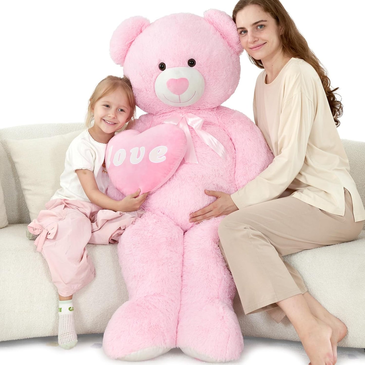 MorisMos Oso de peluche gigante en forma de corazón de 51 pulgadas,...