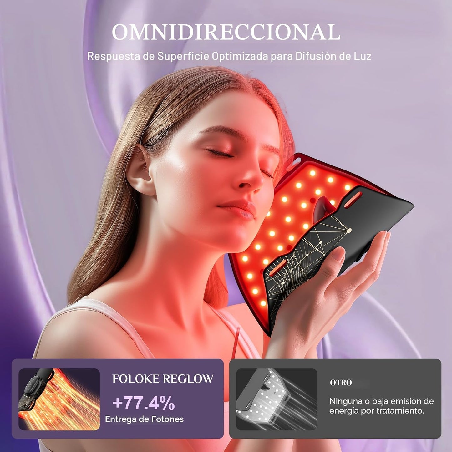 Máscara de terapia de luz LED, máscara de cuidado de la piel, másca...