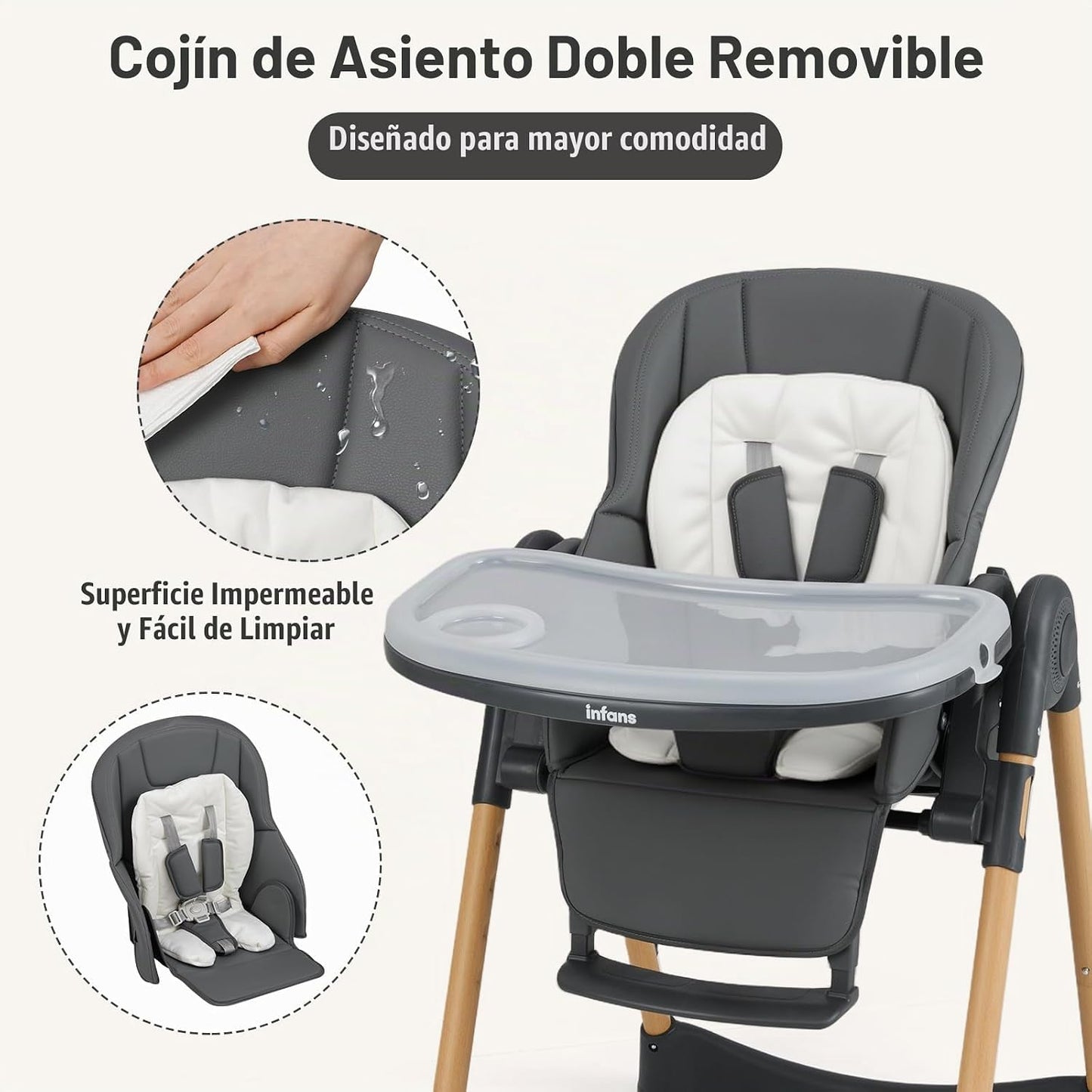 INFANS Silla alta para bebé, sillas altas para bebés y niños pequeñ...