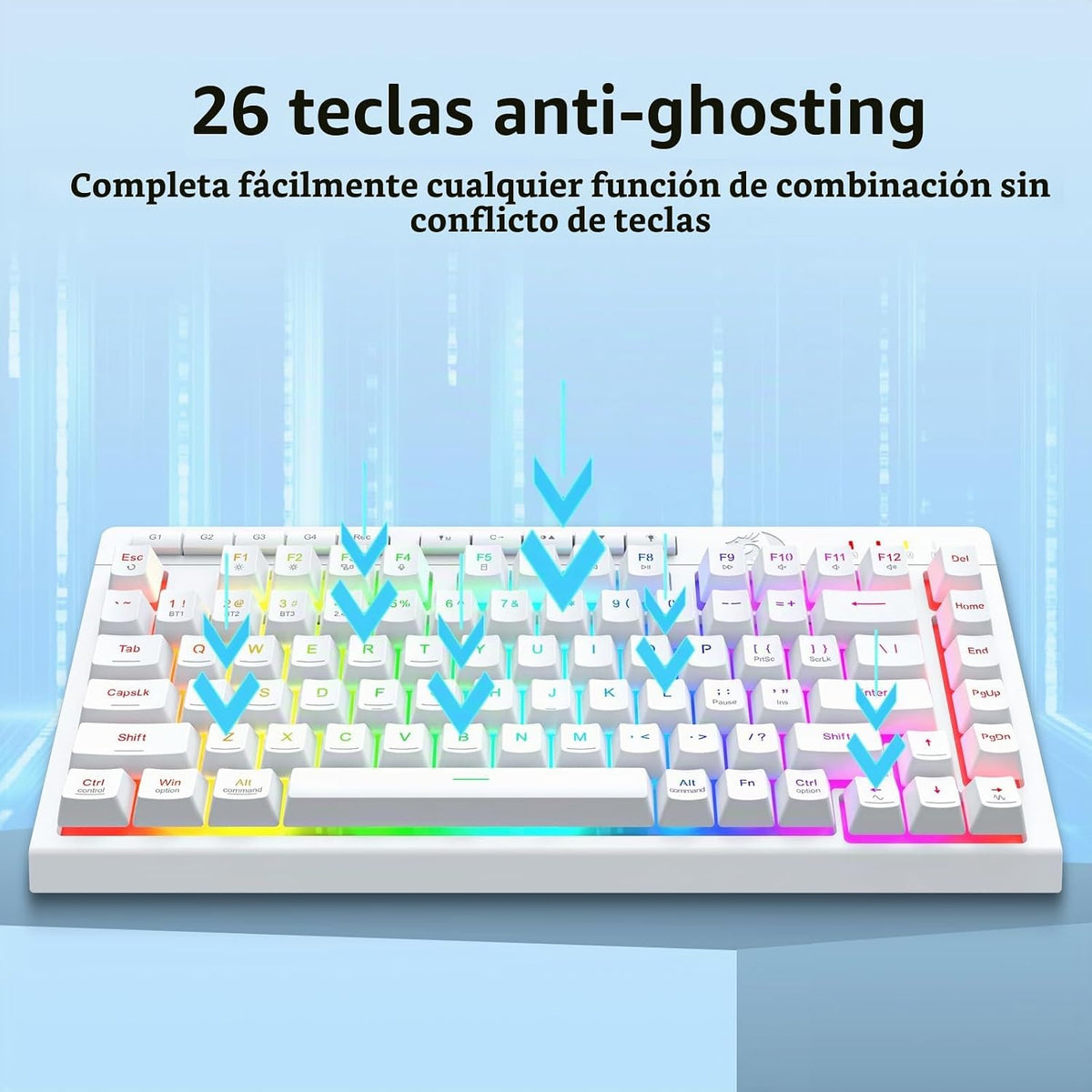 Redragon Teclado inalámbrico para juegos, Bluetooth\/2.4GHz\/USB-C...
