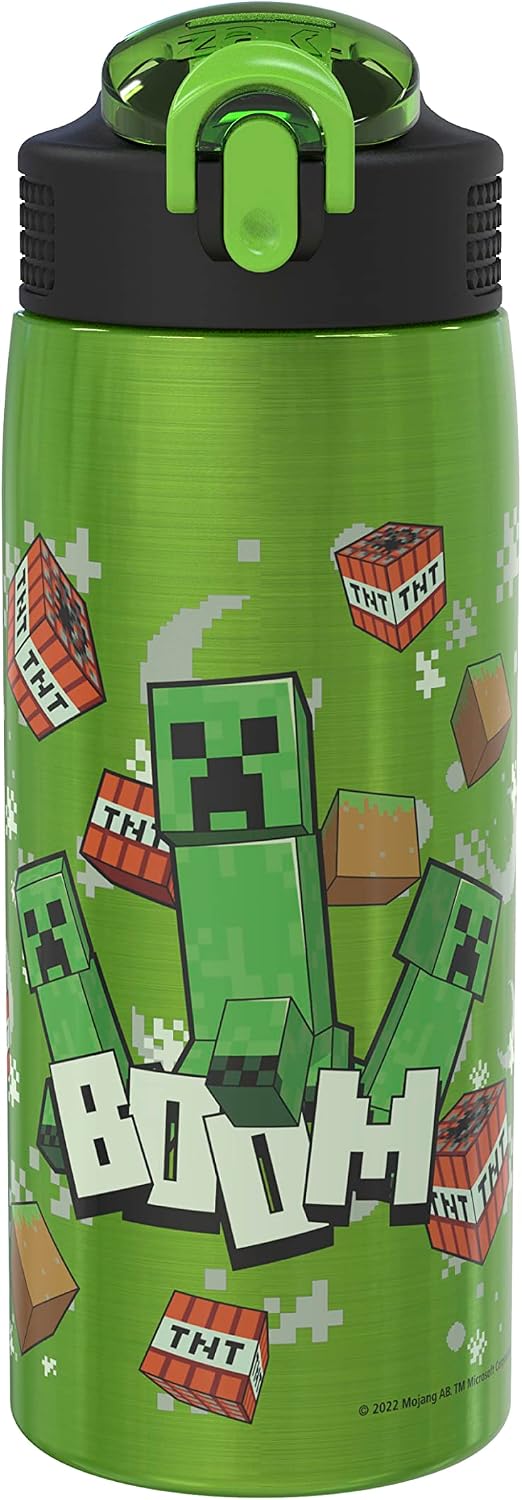 Zak Designs Botella de agua Minecraft para viajes y para el hogar,...
