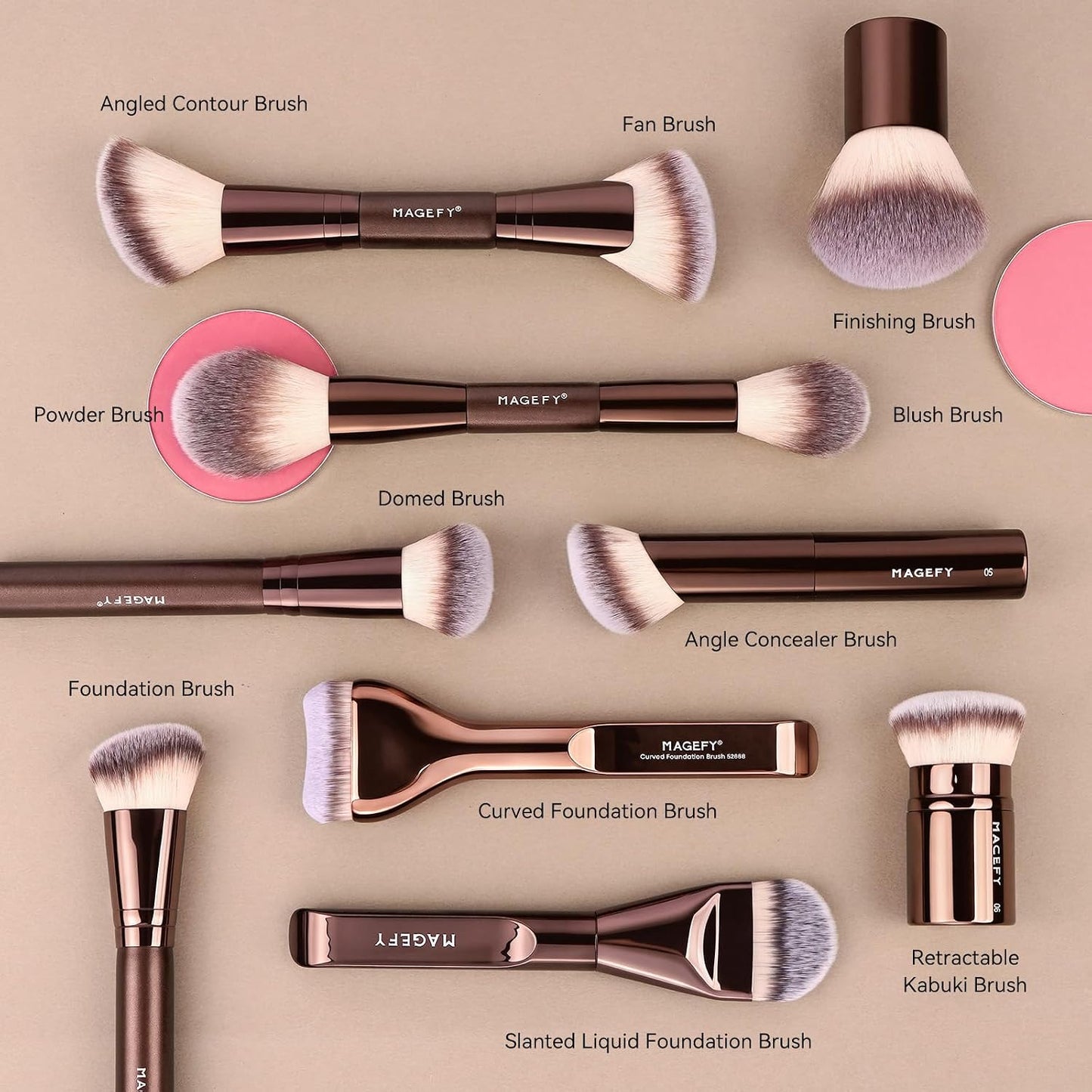 MAGEFY Juego de brochas de maquillaje profesionales 26 en 20 brocha...