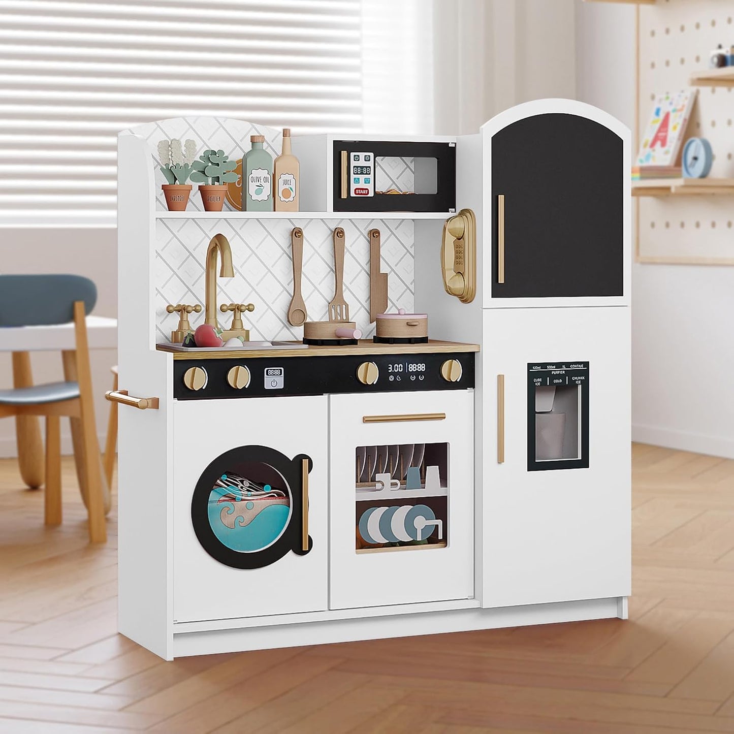 Treocho Cocina de Juguete para Niños, Juego de Cocina de Madera par...