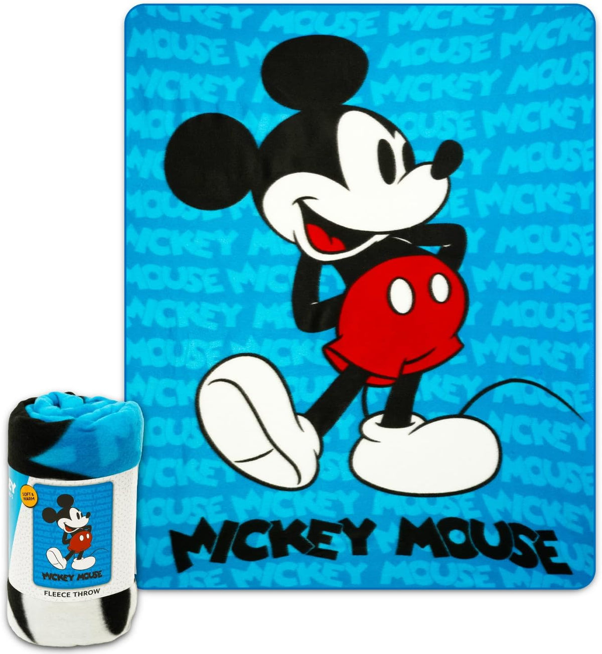 Disney Juego de manta de forro polar de Mickey Mouse - Paquete con...
