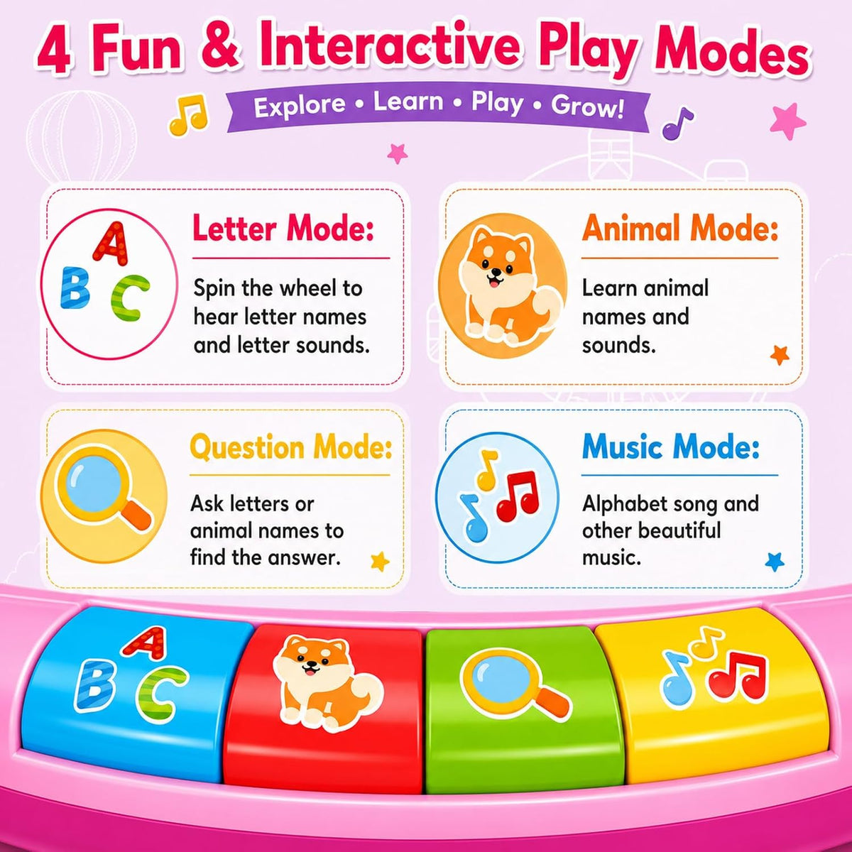 Juguetes para niños de 1, 2 y 3 años, niños y niñas, Alfabeto music...
