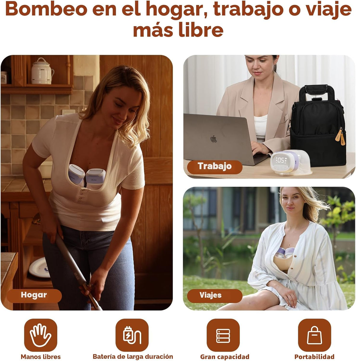 Extractor de leche portátil con manos libres de larga duración de l...