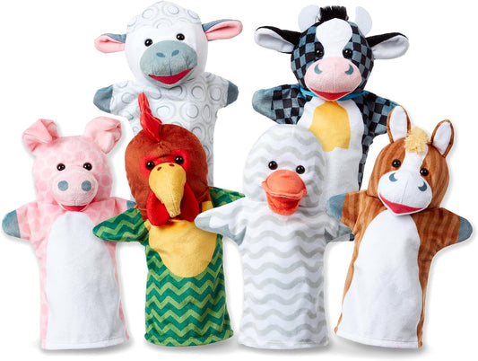 Melissa &amp; Doug Barn Buddies - Marionetas de mano, juego de 6 (v...