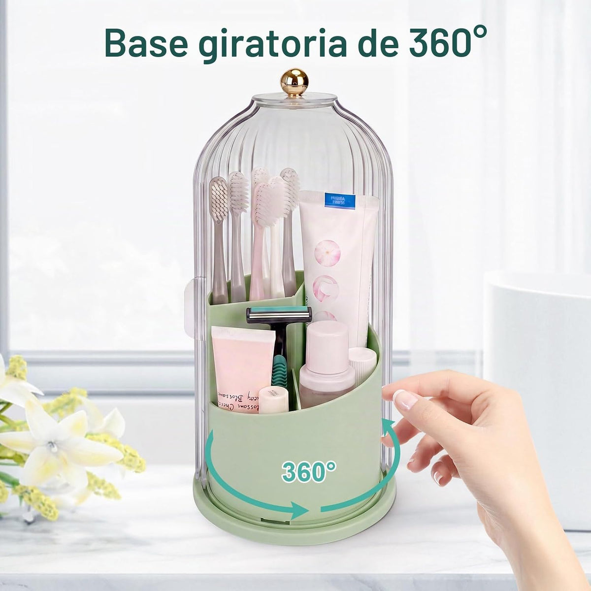 QIYVLOS Soportes para cepillo de dientes con tapa deslizante, organ...