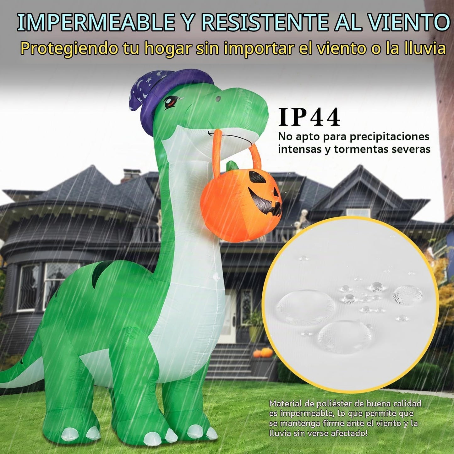 ININ Decoración de dinosaurio inflable gigante de Halloween de 10 p...