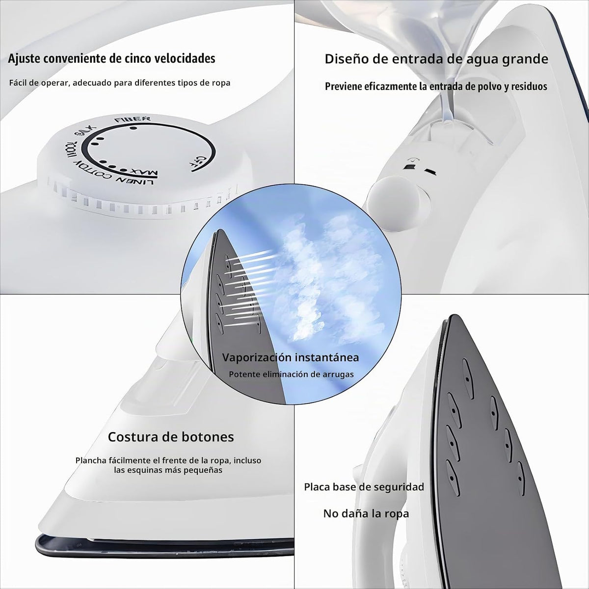 Plancha eléctrica, plancha de vapor, 1200 W, vaporizador, portátil...