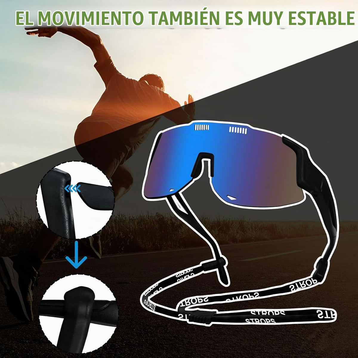 TURVSTPC Gafas de sol deportivas para correr para mujeres y hombres...