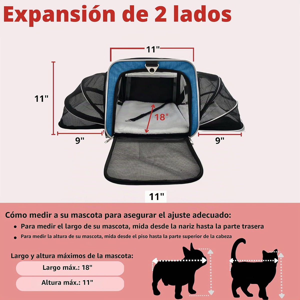 Ruff Life 101 Transportín de Mascotas Premium Expandible Aprobado p...