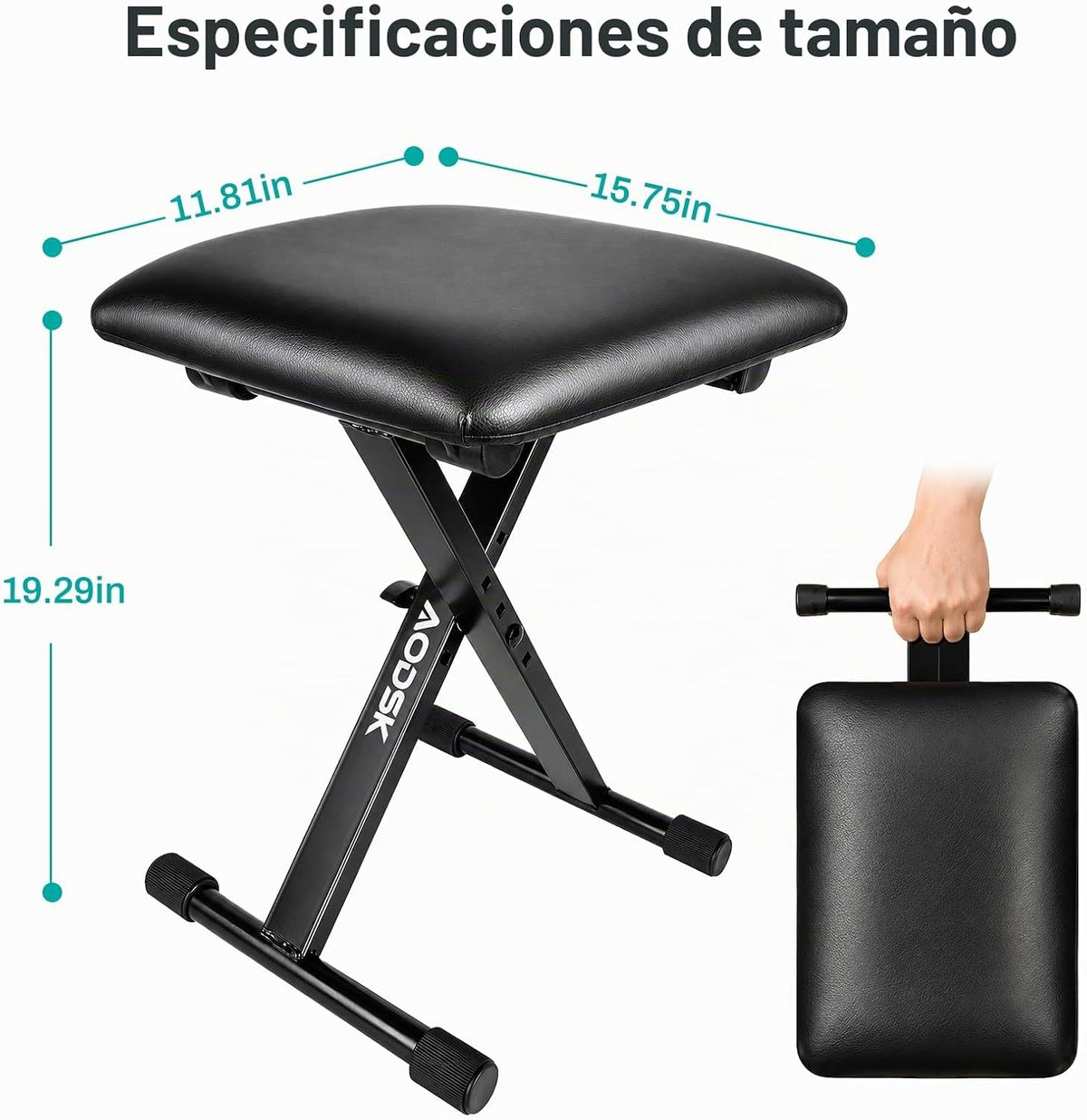 AODSK Banco para teclado estilo X con cojín acolchado, banco de pia...