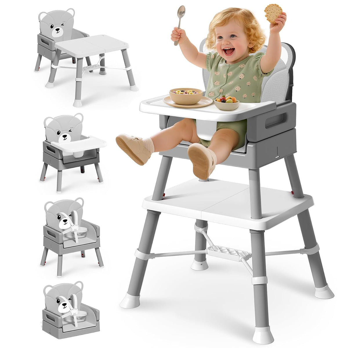 AVIDOR Trona de bebé para bebés y niños pequeños, silla alta 6 en 1...