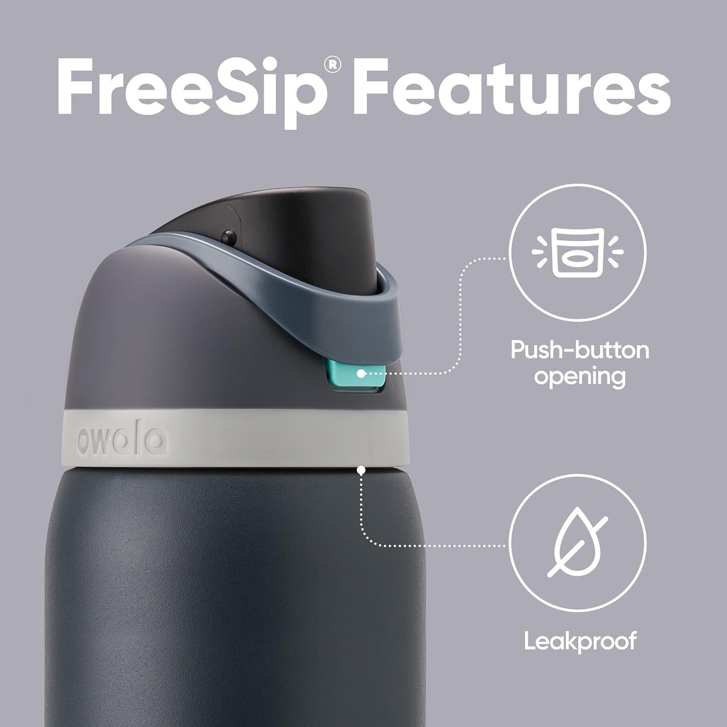 Owala FreeSip - Botellas de agua aisladas de acero inoxidable con p...