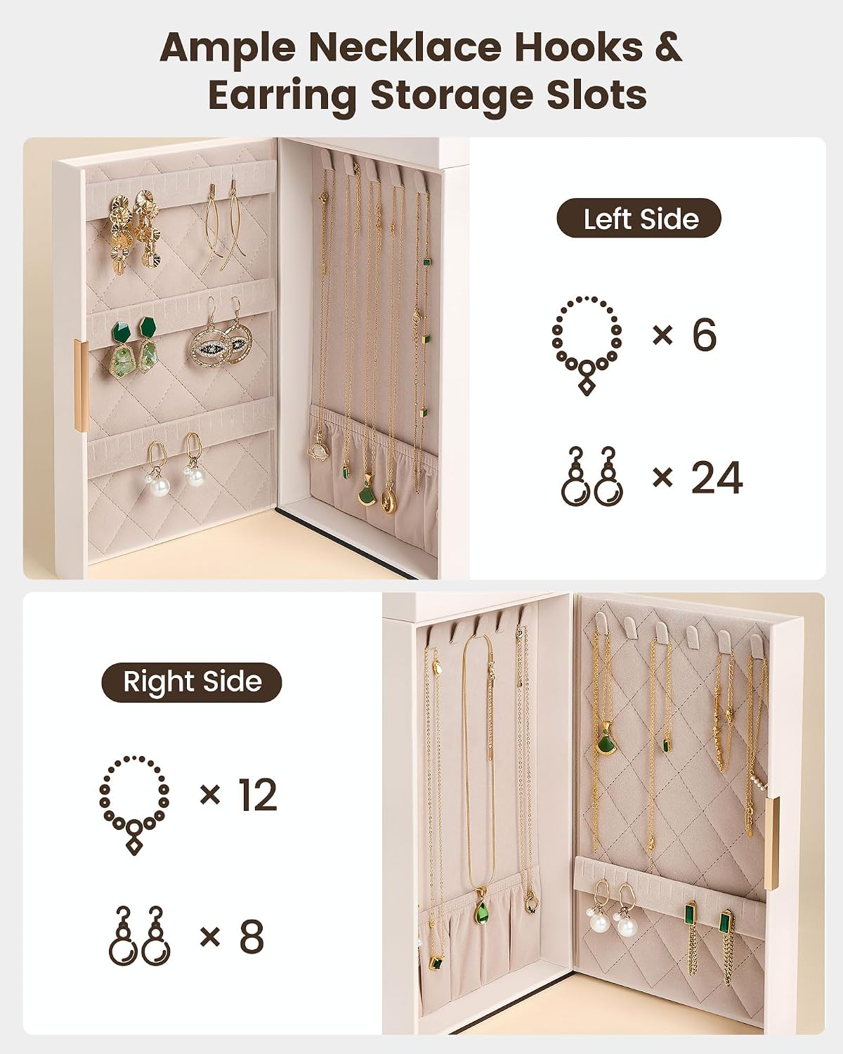 Lolalet Joyero grande para mujer, organizador de joyas de 7 capas y...