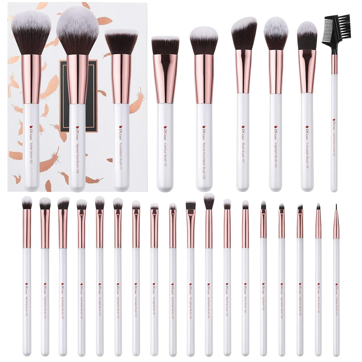 DUcare Juego de brochas de maquillaje profesionales, 27 piezas, bro...