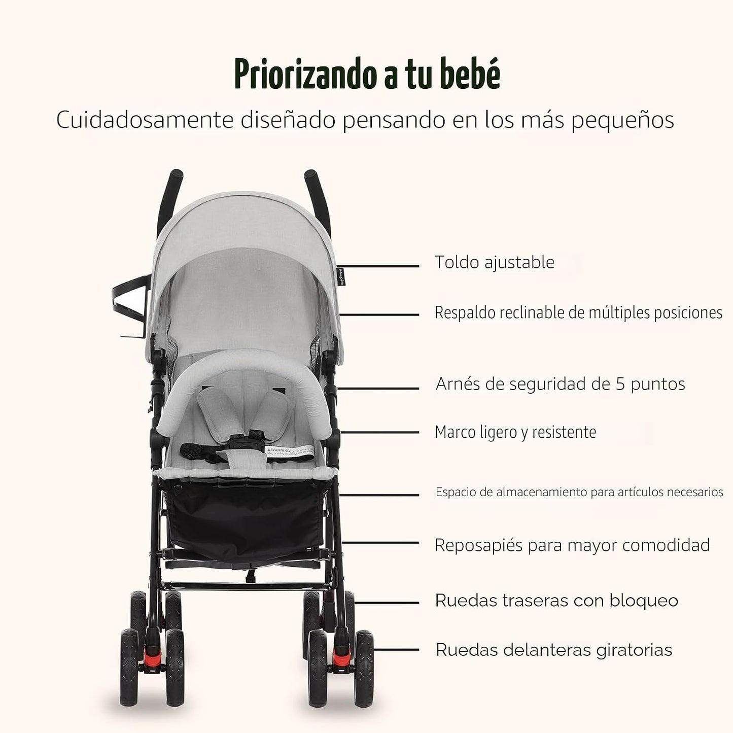 Dream On Me Vista Moonwalk Cochecito, Cochecito Ligero Aprobado por...
