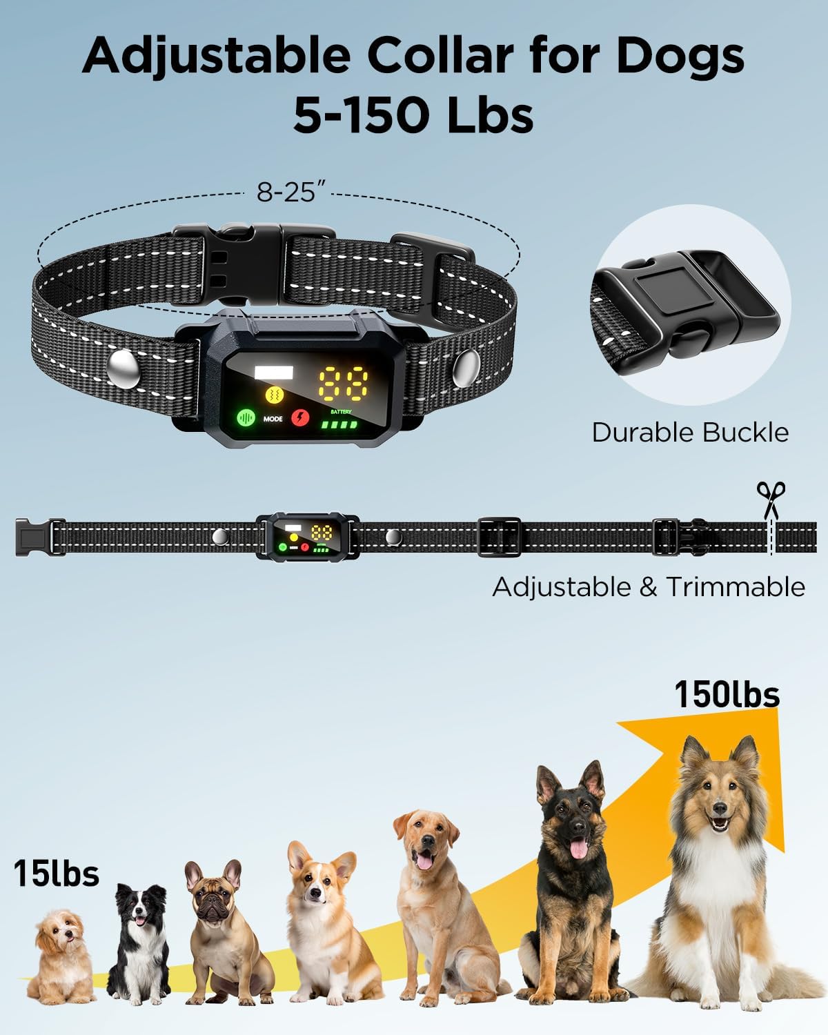 BLACKDOG Collar militar de choque para perro, 2 perros (5-150 libra...
