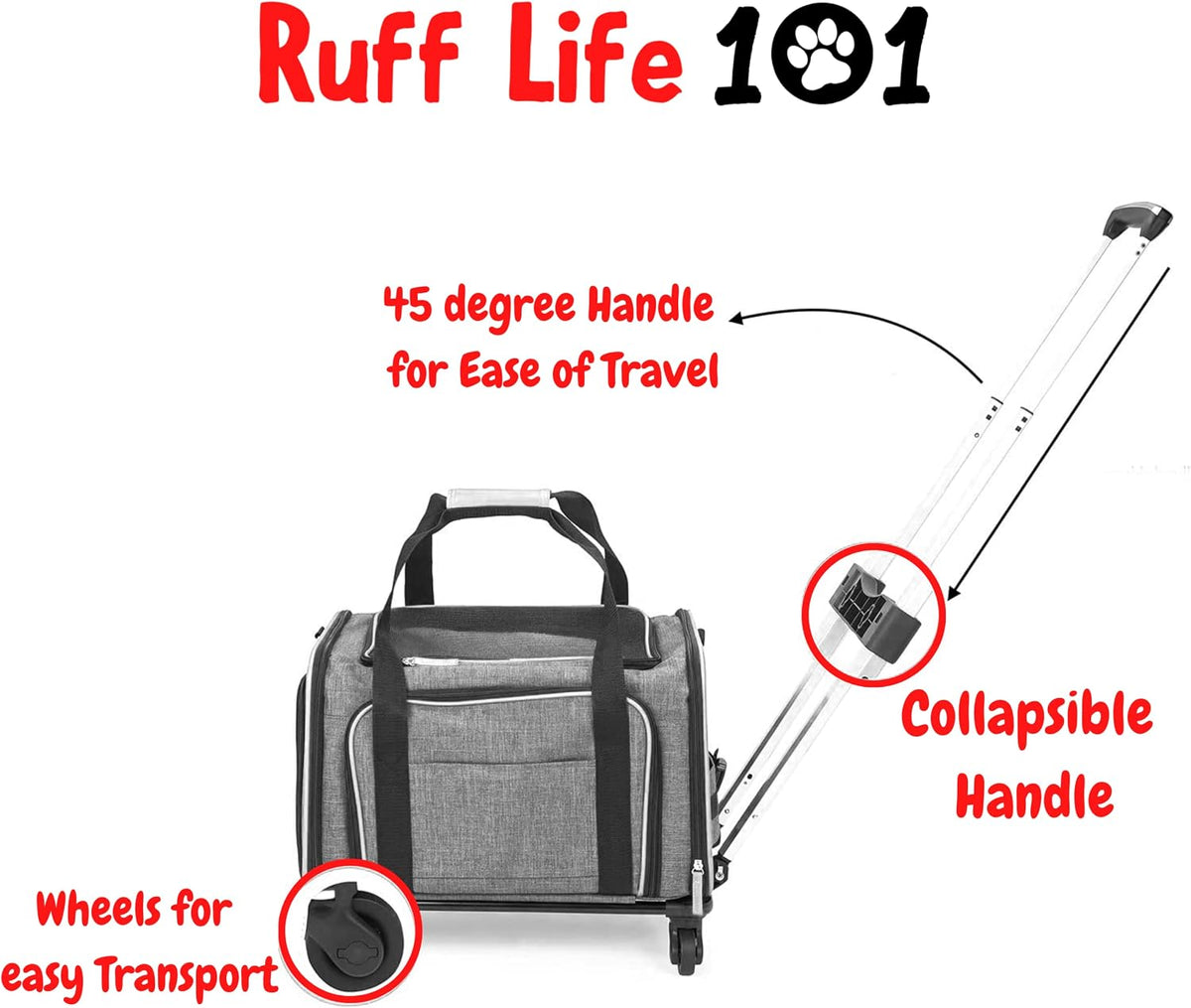 Ruff Life 101 Transportín de Mascotas Premium Expandible con Ruedas...