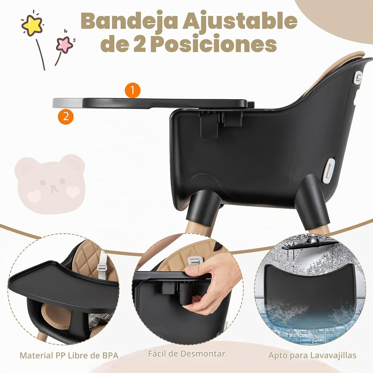 Honey Joy Silla alta 5 en 1 convertible para bebés y niños\/Juego d...