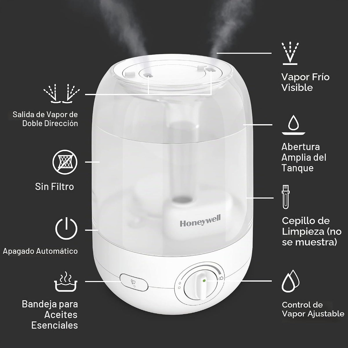 Honeywell Humidificador de niebla fría Ultra Comfort, tanque de 1 g...