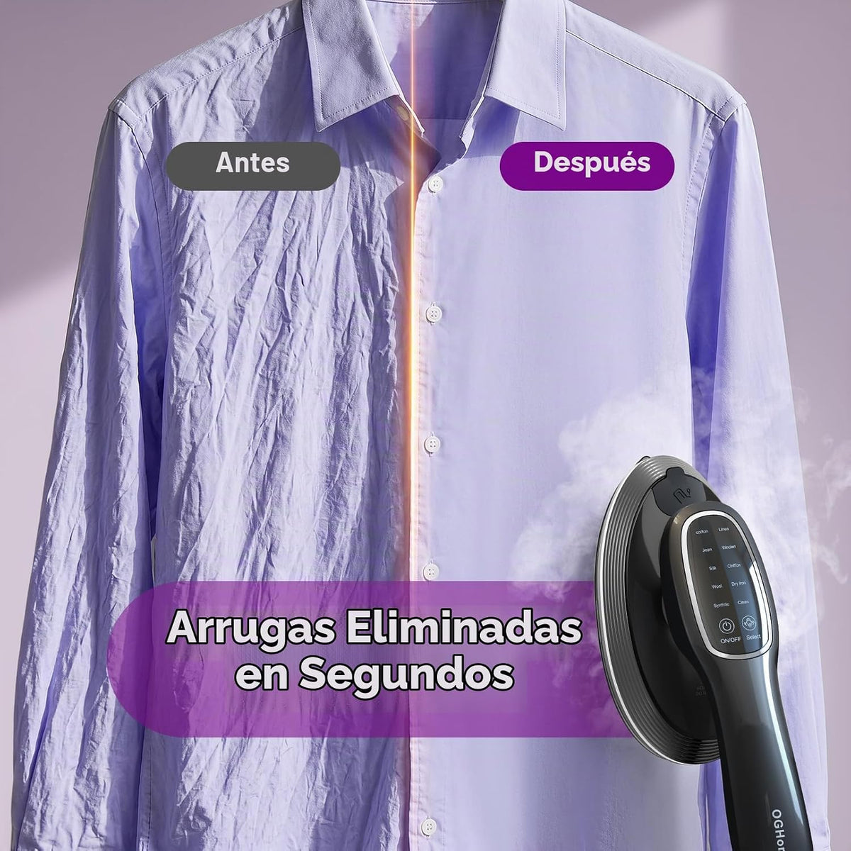 OGHom Vaporizador y plancha 2 en 1 para ropa, plancha de mano de 12...