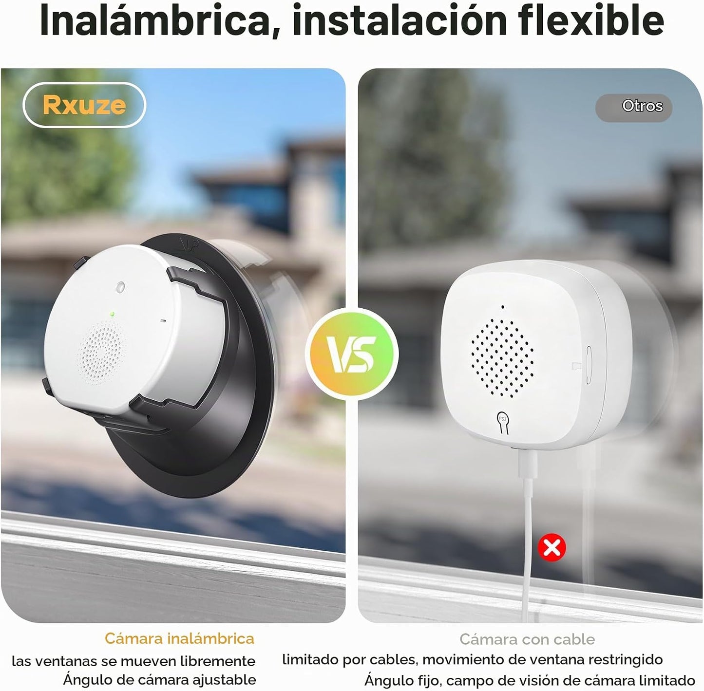 Cámara de ventana interior Rxuze 2.5K 4MP, cámaras inalámbricas par...