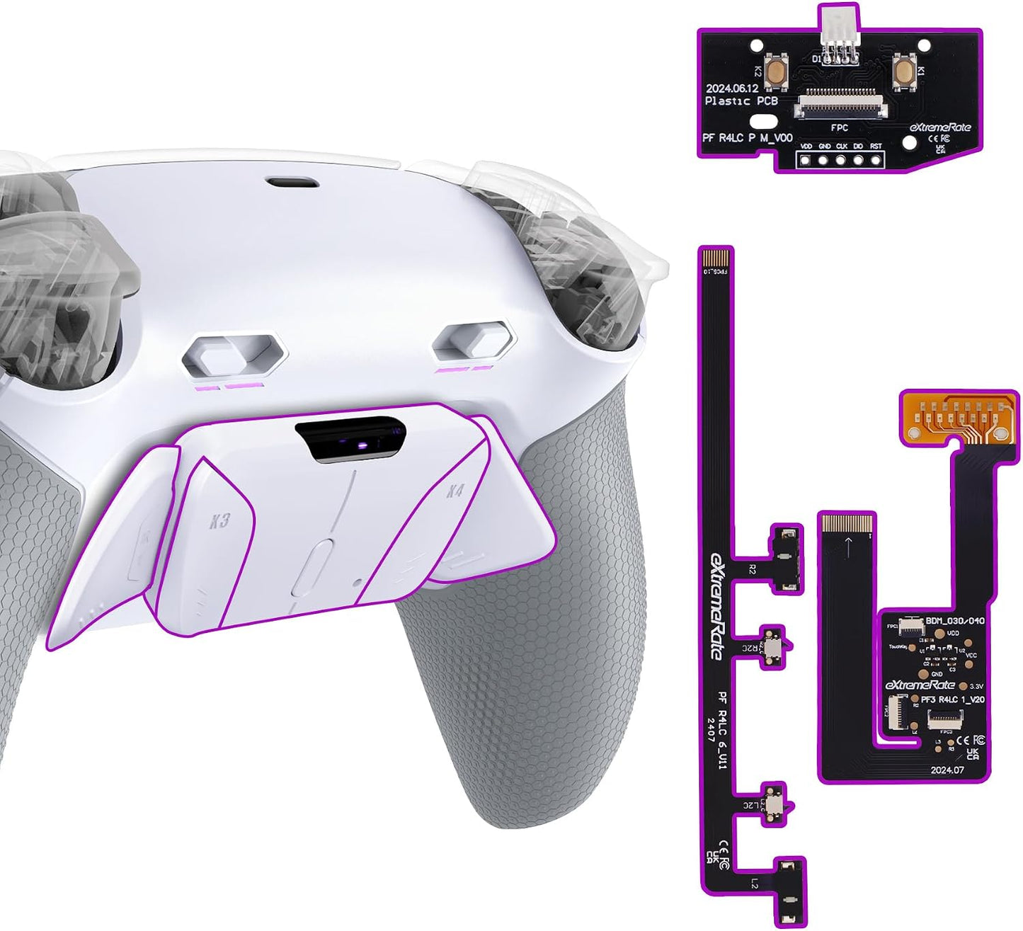 eXtremeRate RISE4 Plus MAX Kit de Paletas Traseras con Topes de Gat...
