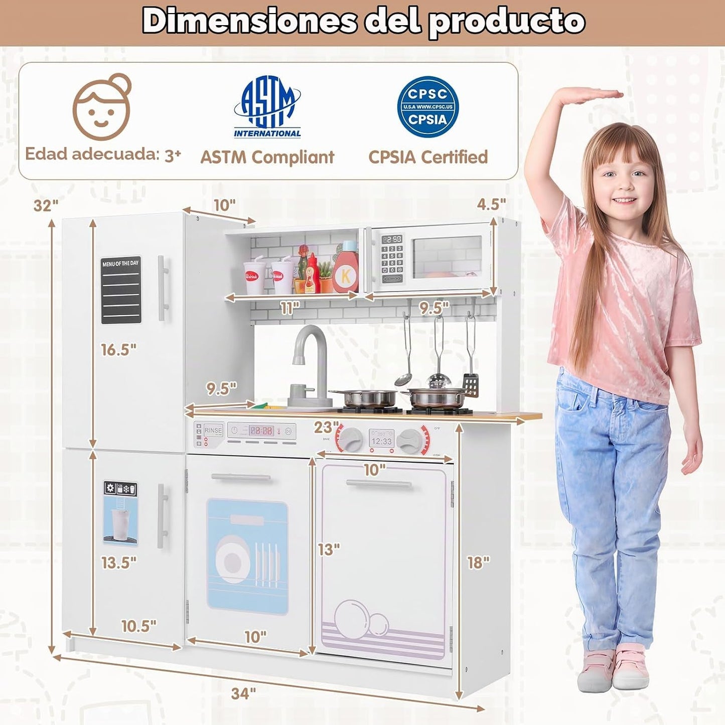 Costzon Juego de cocina para niños, juego de cocina de juguete de m...
